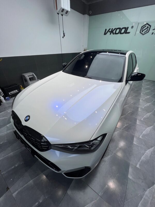 Gloss Pearl Shell White To Blue Car Body Color Change Vinyl Wrap